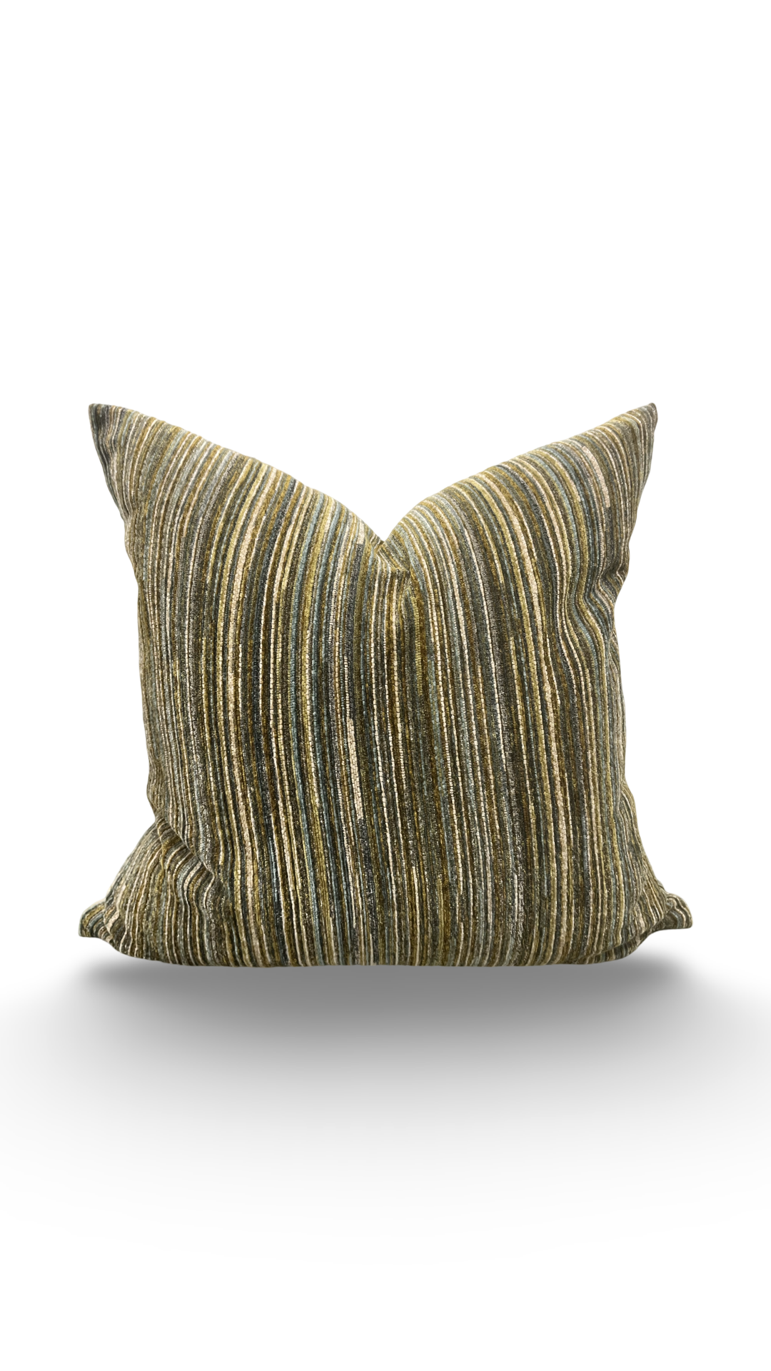 Multi Neutral Vertical Striped Textured Velvet 20X20" Knife Edge Decorative Pillow