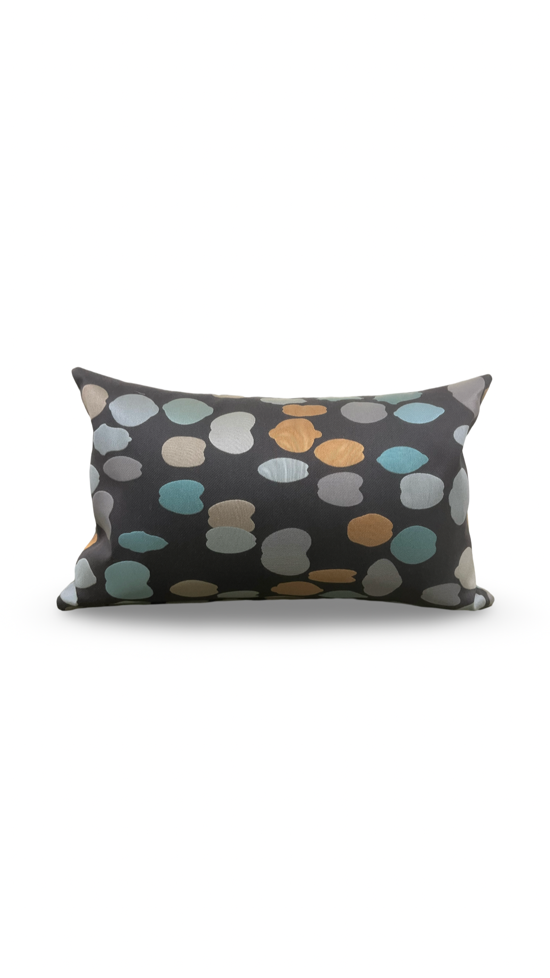 Multicolor Dots on Charcoal 12X18" Knife Edge Decorative Lumbar Pillow