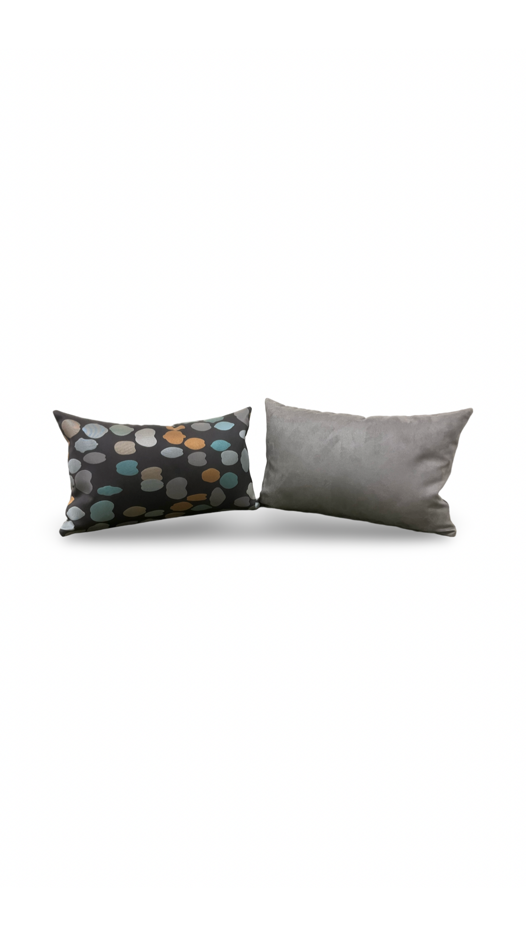 Multicolor Dots on Charcoal 12X18" Knife Edge Decorative Lumbar Pillow