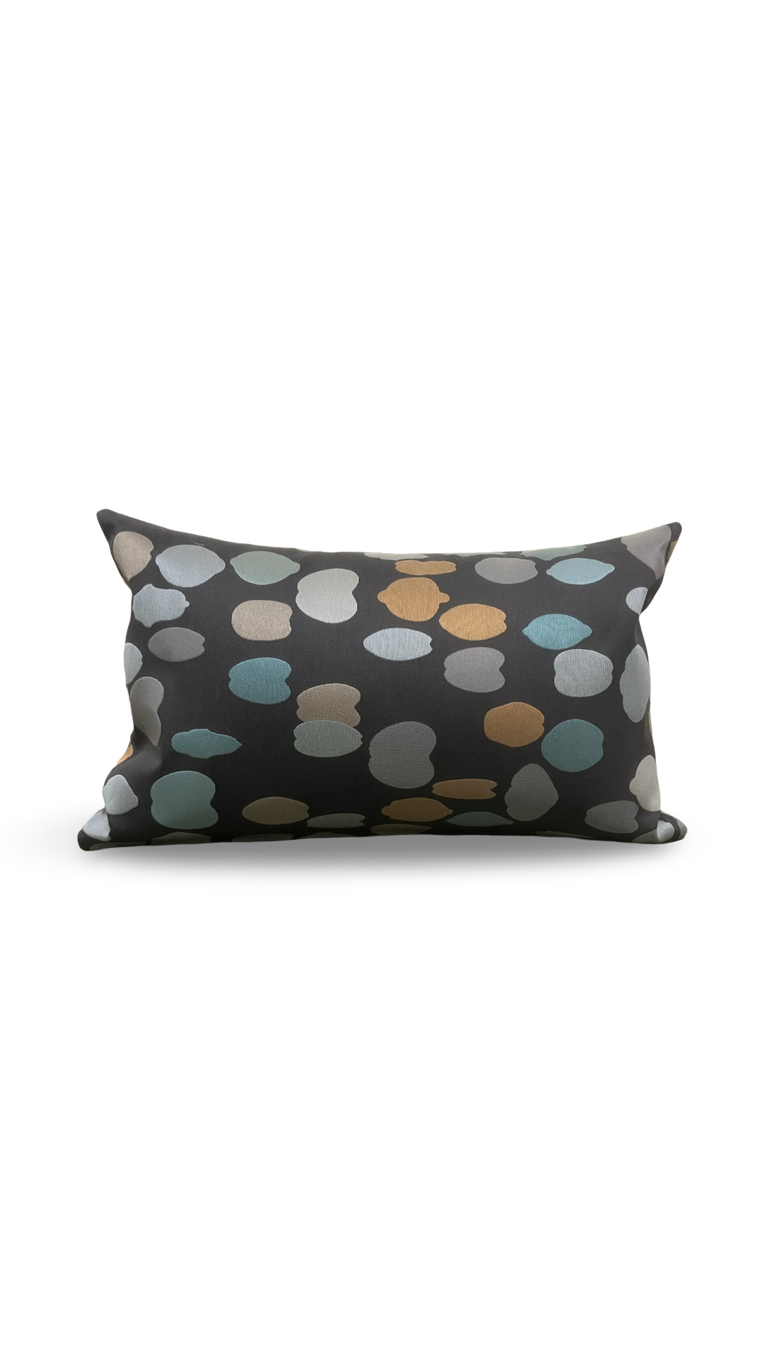 Multicolor Dots on Charcoal 12X18" Knife Edge Decorative Lumbar Pillow