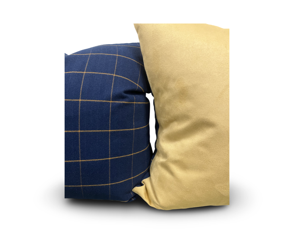 Navy and Gold Check 22x22" Knife Edge Decorative Pillow