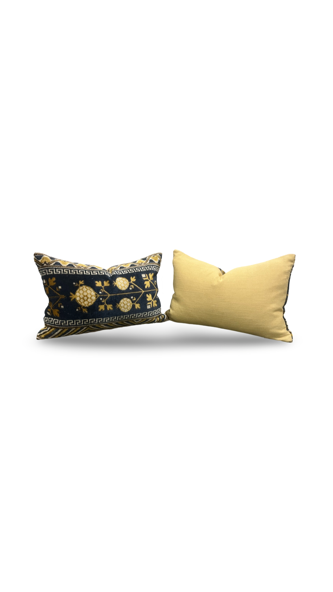 Navy and Gold Ikat Panel 12X18" Knife Edge Decorative Lumbar Pillow