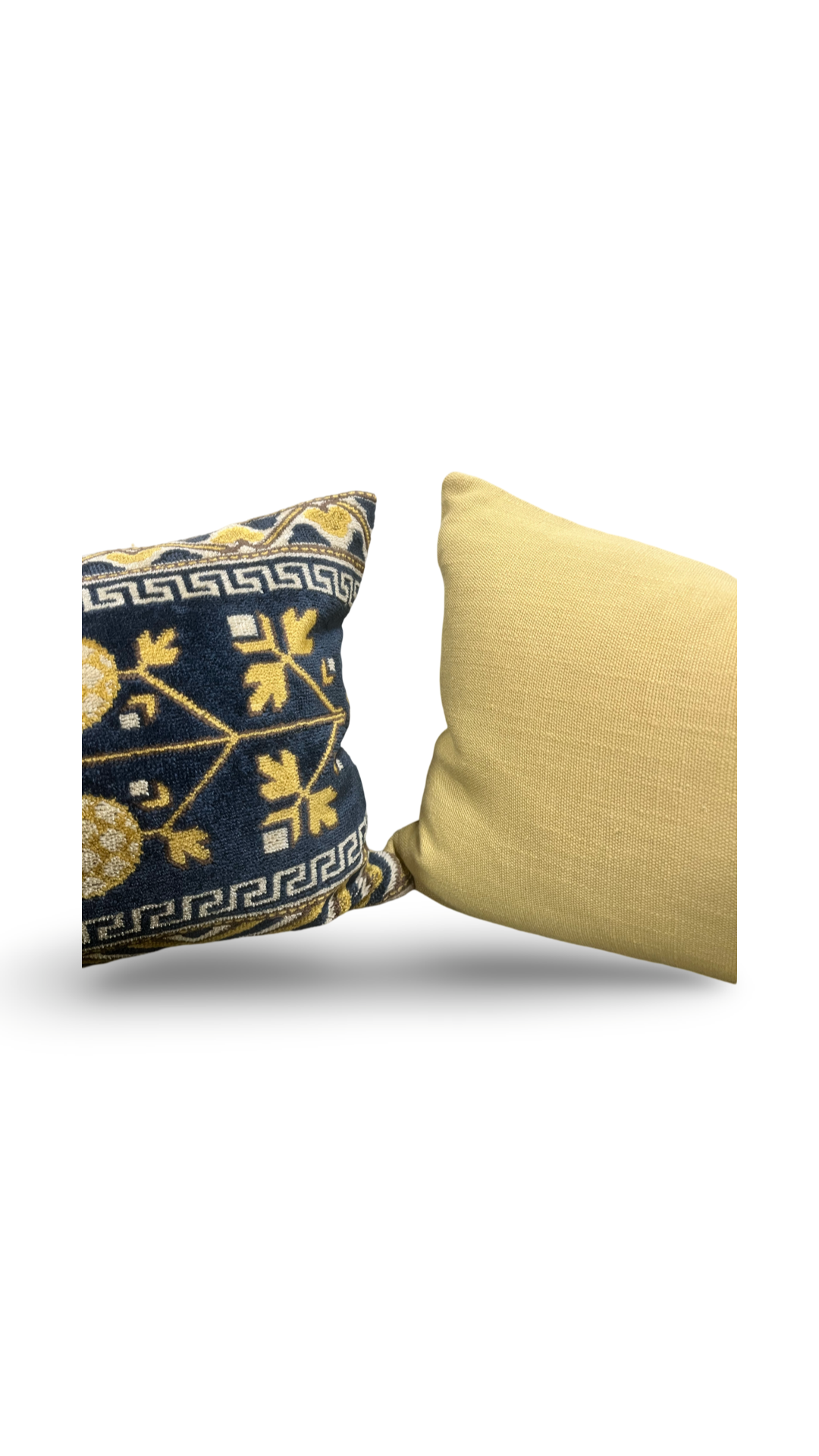 Navy and Gold Ikat Panel 12X18" Knife Edge Decorative Lumbar Pillow