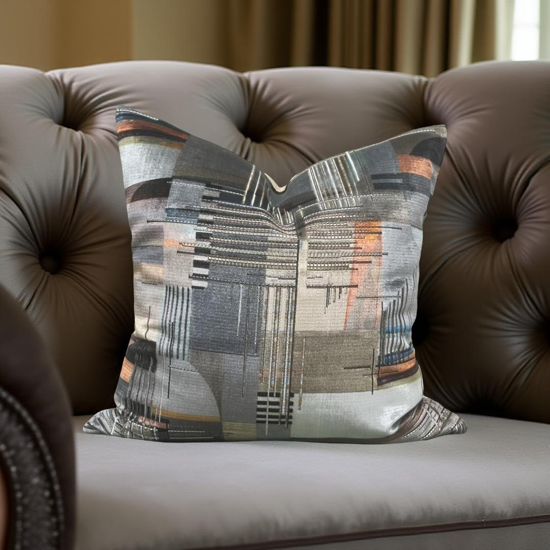 Elegant Pillow Viviana Chromatica Charcoal 18x18" Knife Edge Decorative Throw Pillow