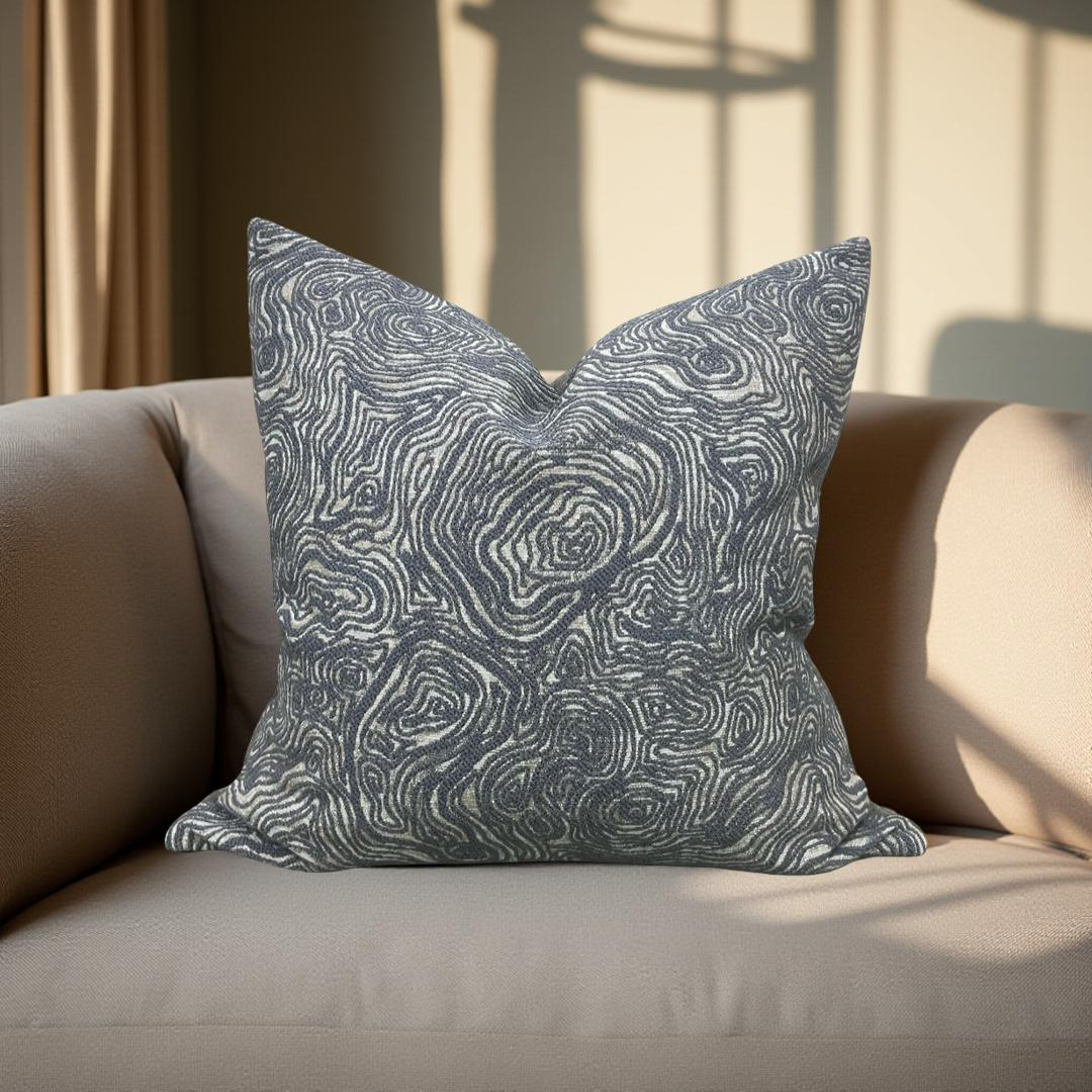 Designer Fabric Inverness Slate 22x22" Knife Edge Decorative Throw Pillow