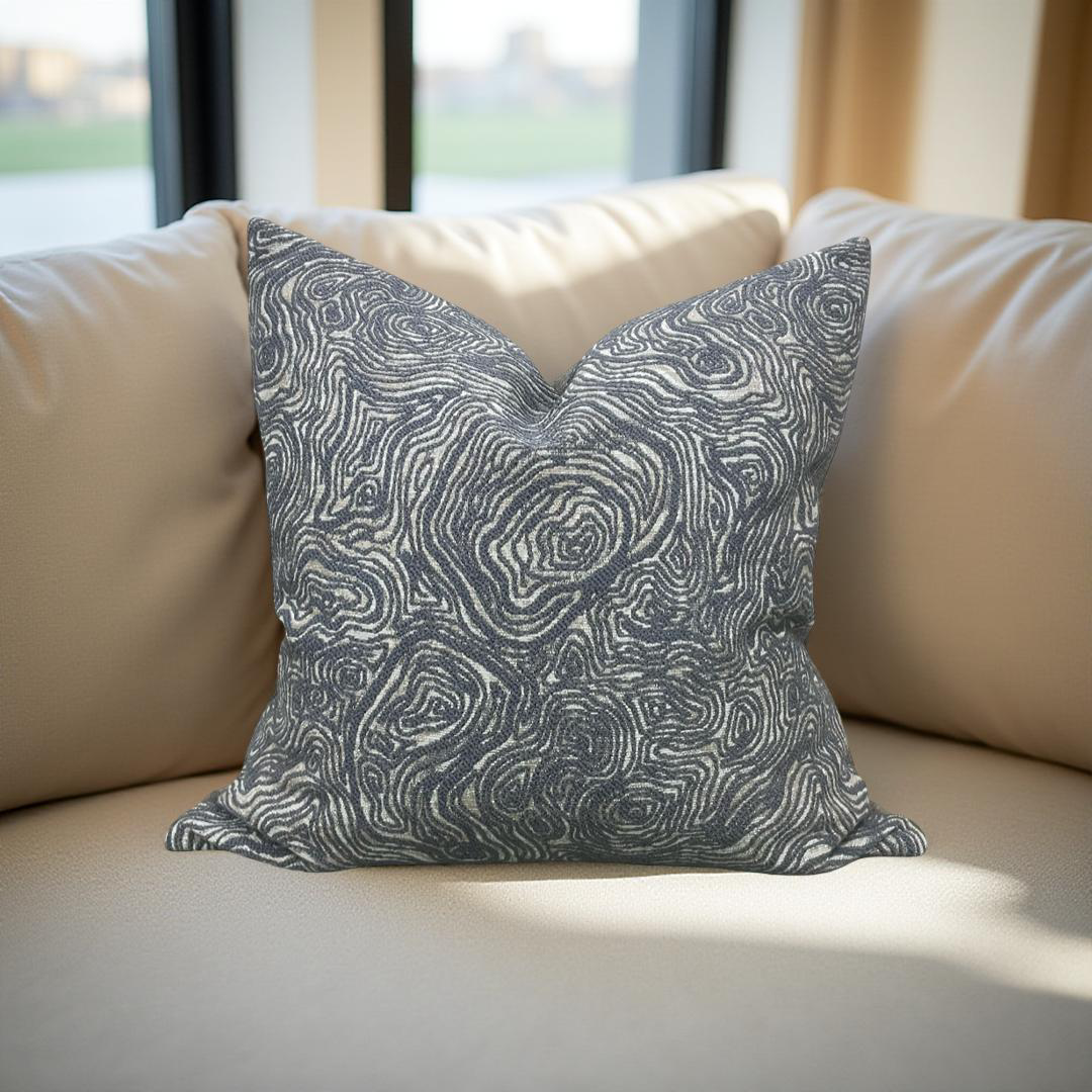 Designer Fabric Inverness Slate 22x22" Knife Edge Decorative Throw Pillow
