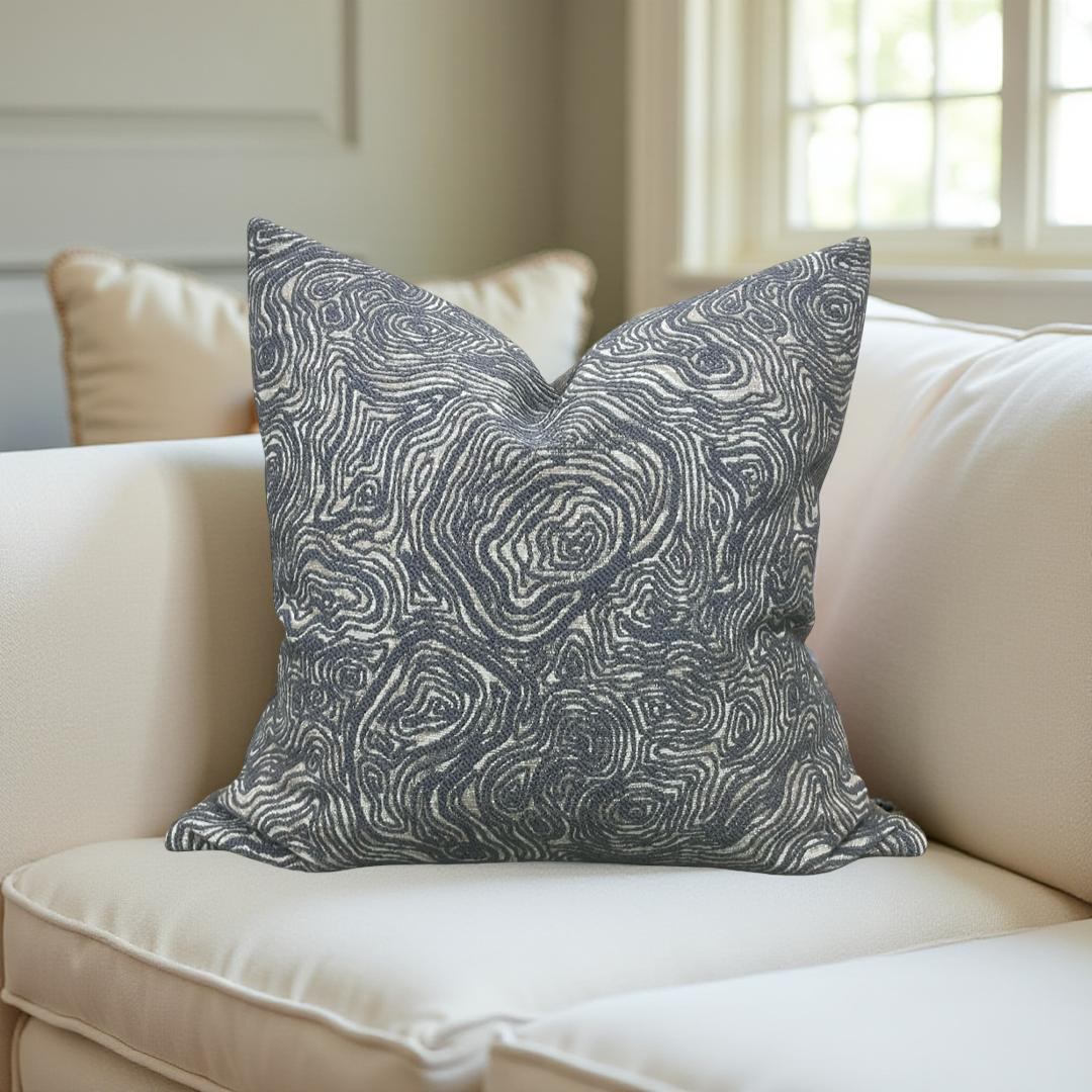 Designer Fabric Inverness Slate 22x22" Knife Edge Decorative Throw Pillow