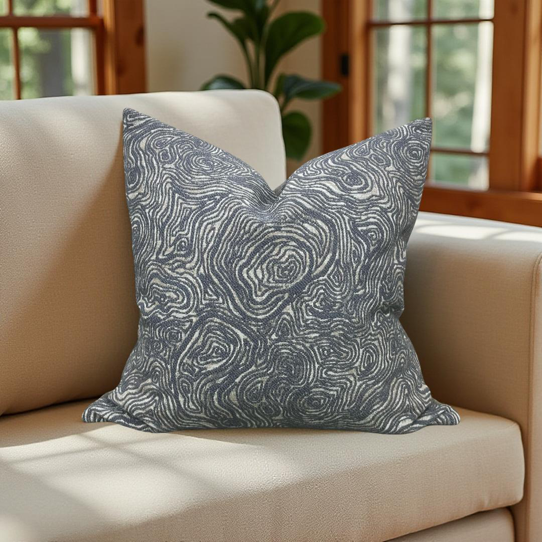 Designer Fabric Inverness Slate 22x22" Knife Edge Decorative Throw Pillow