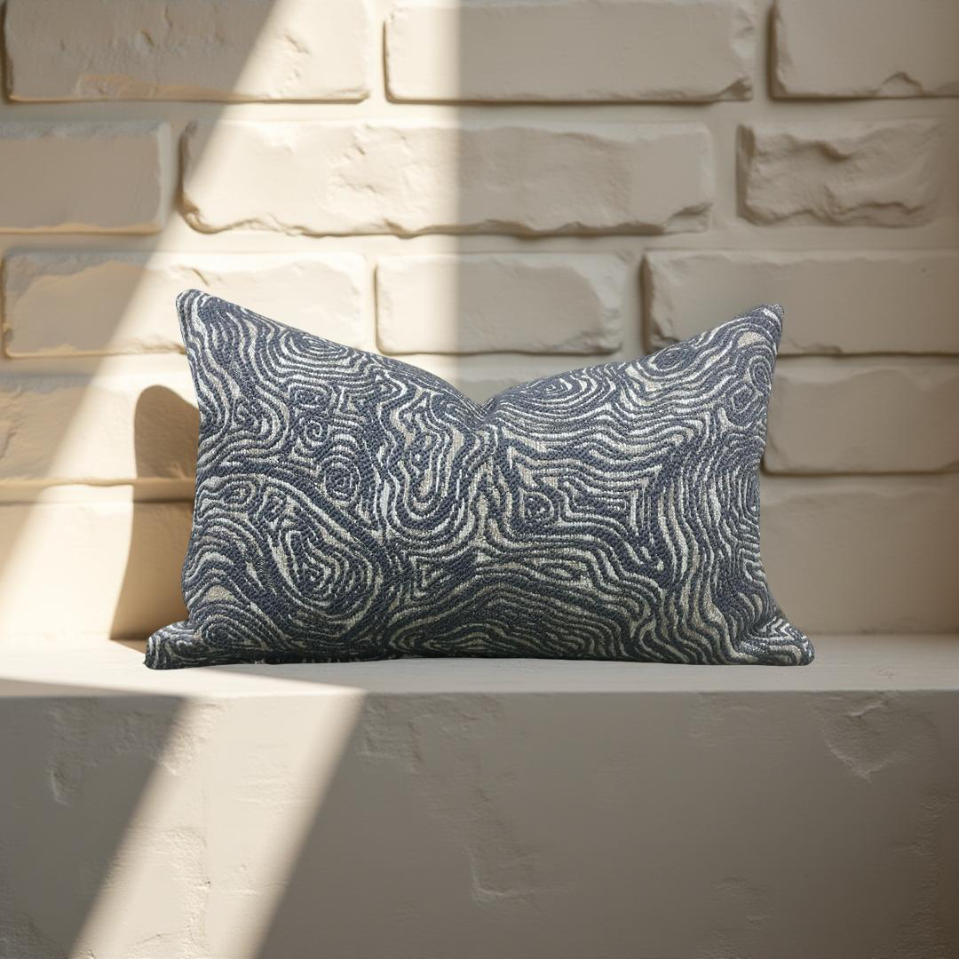 Designer Fabric Inverness Slate 12X18" Knife Edge Decorative Lumbar Pillow