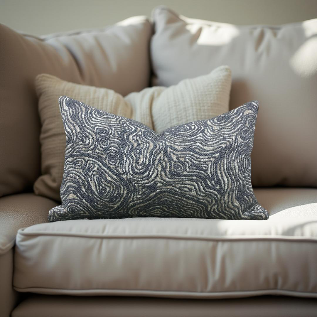 Designer Fabric Inverness Slate 12X18" Knife Edge Decorative Lumbar Pillow