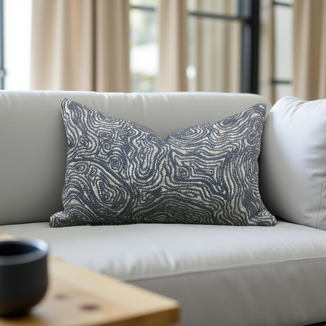Designer Fabric Inverness Slate 12X18" Knife Edge Decorative Lumbar Pillow