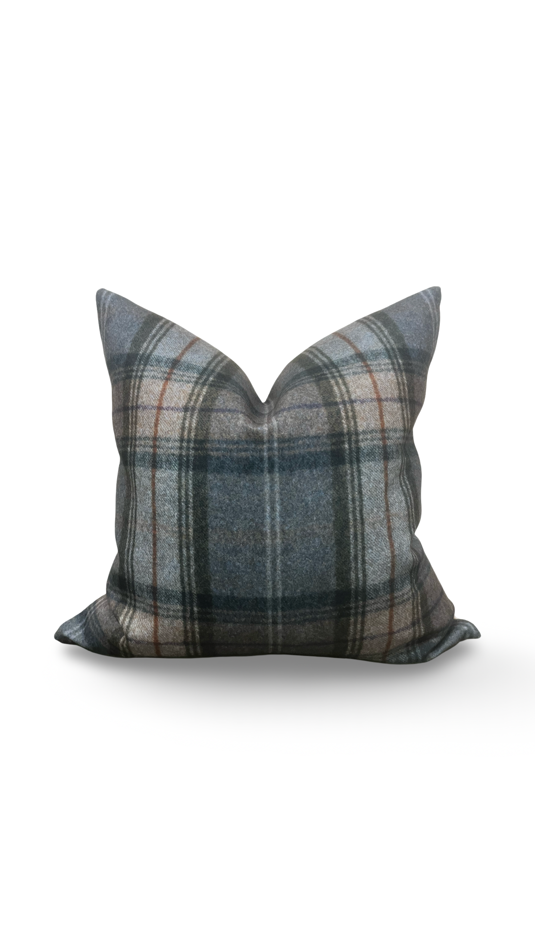 Designer Fabric Worsted Plaid Grey 20x20" Knife Edge Decorative Throw Pillow