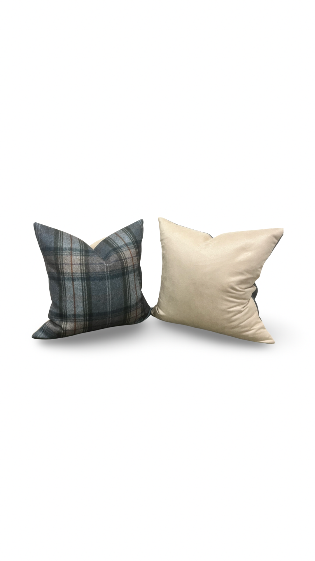 Designer Fabric Worsted Plaid Grey 20x20" Knife Edge Decorative Throw Pillow