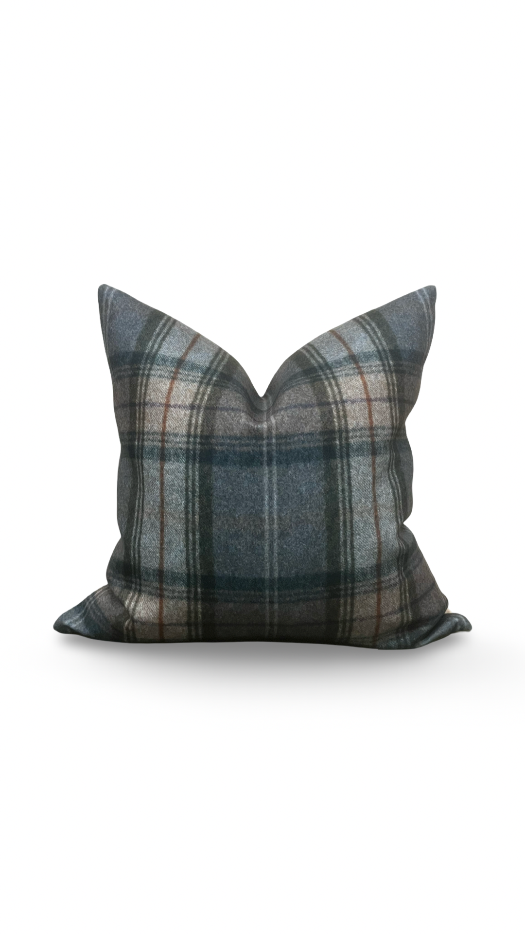 Designer Fabric Worsted Plaid Grey 20x20" Knife Edge Decorative Throw Pillow