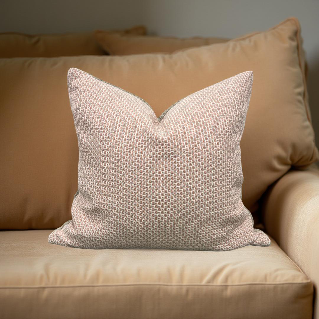 Designer Fabric Kiddo Coral 20x20" Knife Edge Decorative Throw Pillow