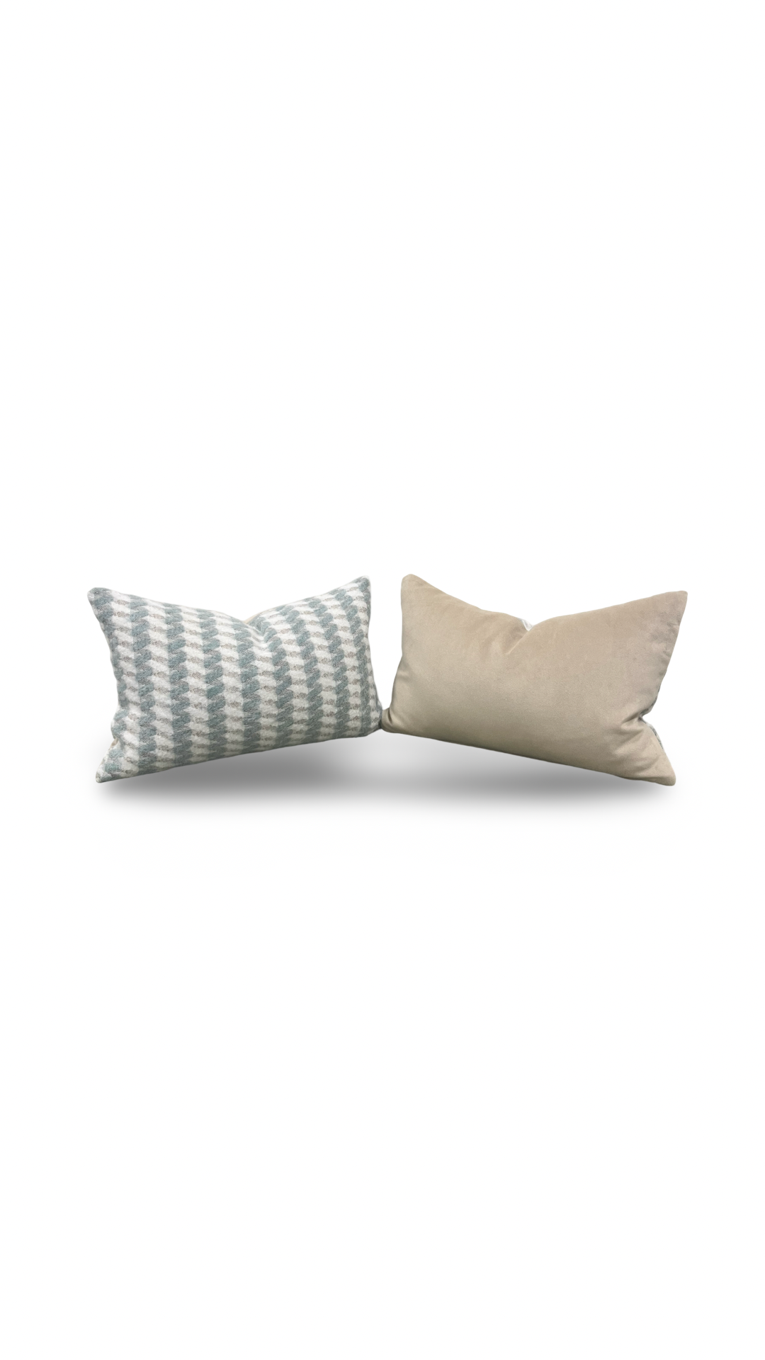 Mouflon Twill Ivory Aqua 12X18" Knife Edge Decorative Lumbar Pillow
