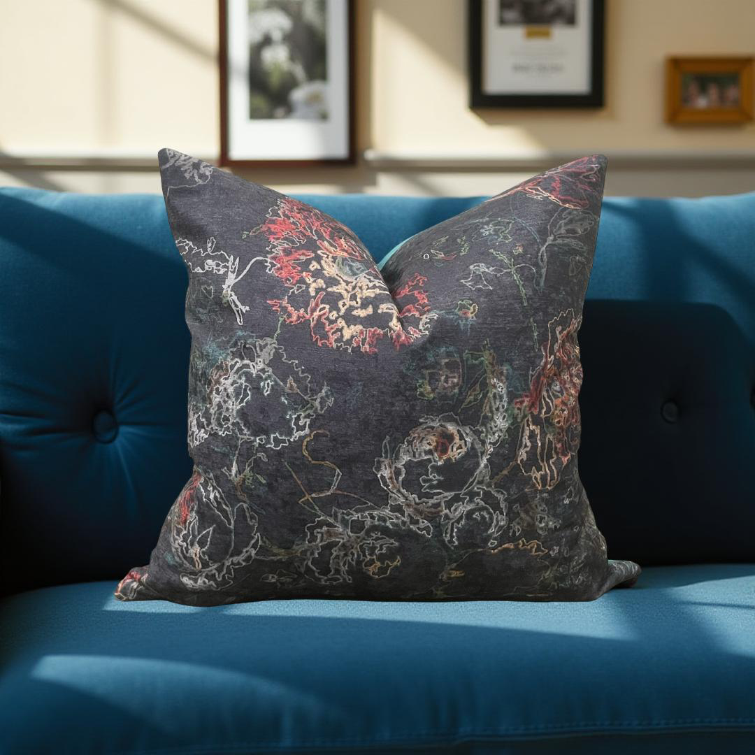 Designer Fabric Selena Nocturnal Jubilant 20x20" Knife Edge Decorative Throw Pillow