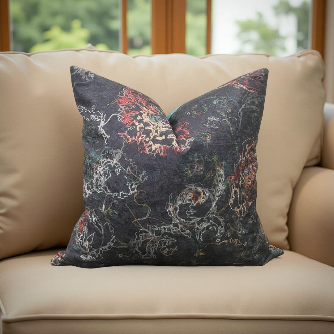 Designer Fabric Selena Nocturnal Jubilant 20x20" Knife Edge Decorative Throw Pillow