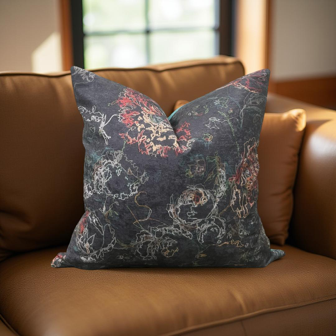 Designer Fabric Selena Nocturnal Jubilant 20x20" Knife Edge Decorative Throw Pillow