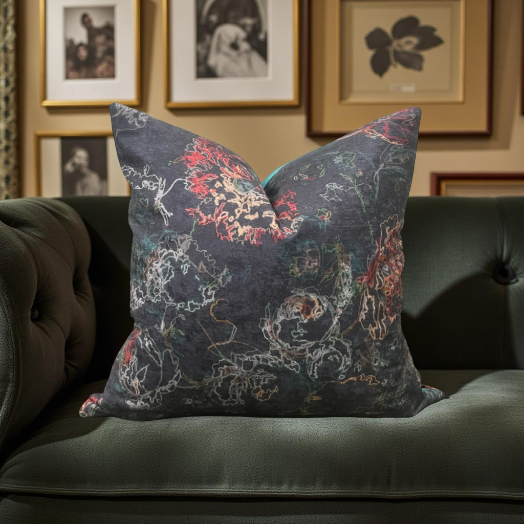 Designer Fabric Selena Nocturnal Jubilant 20x20" Knife Edge Decorative Throw Pillow