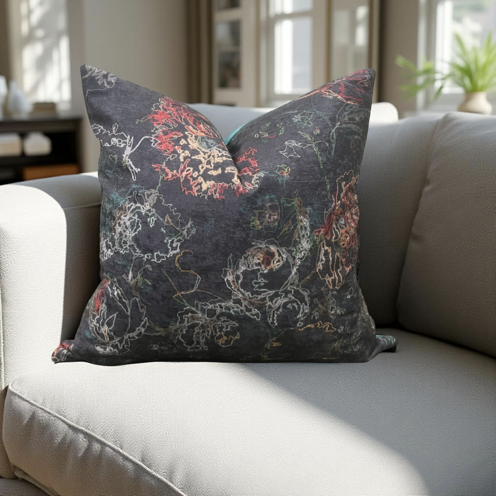 Designer Fabric Selena Nocturnal Jubilant 20x20" Knife Edge Decorative Throw Pillow