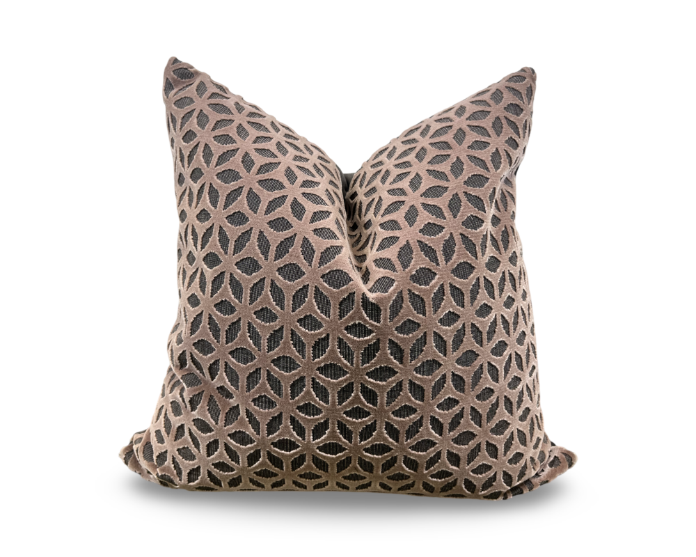 Merletto Oyster 22x22" Raised Velvet Knife Edge Decorative Pillow