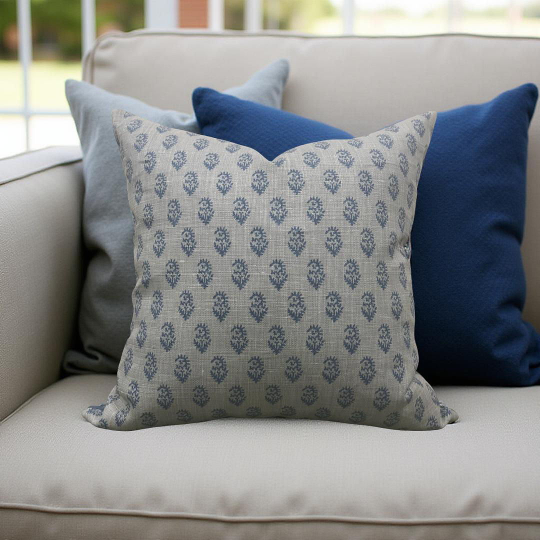 Peter Dunham Rajmata Tonal Mist Indigo 22x22" Knife Edge Decorative Throw Pillow