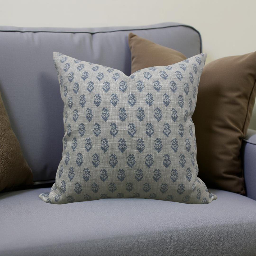 Peter Dunham Rajmata Tonal Mist Indigo 22x22" Knife Edge Decorative Throw Pillow