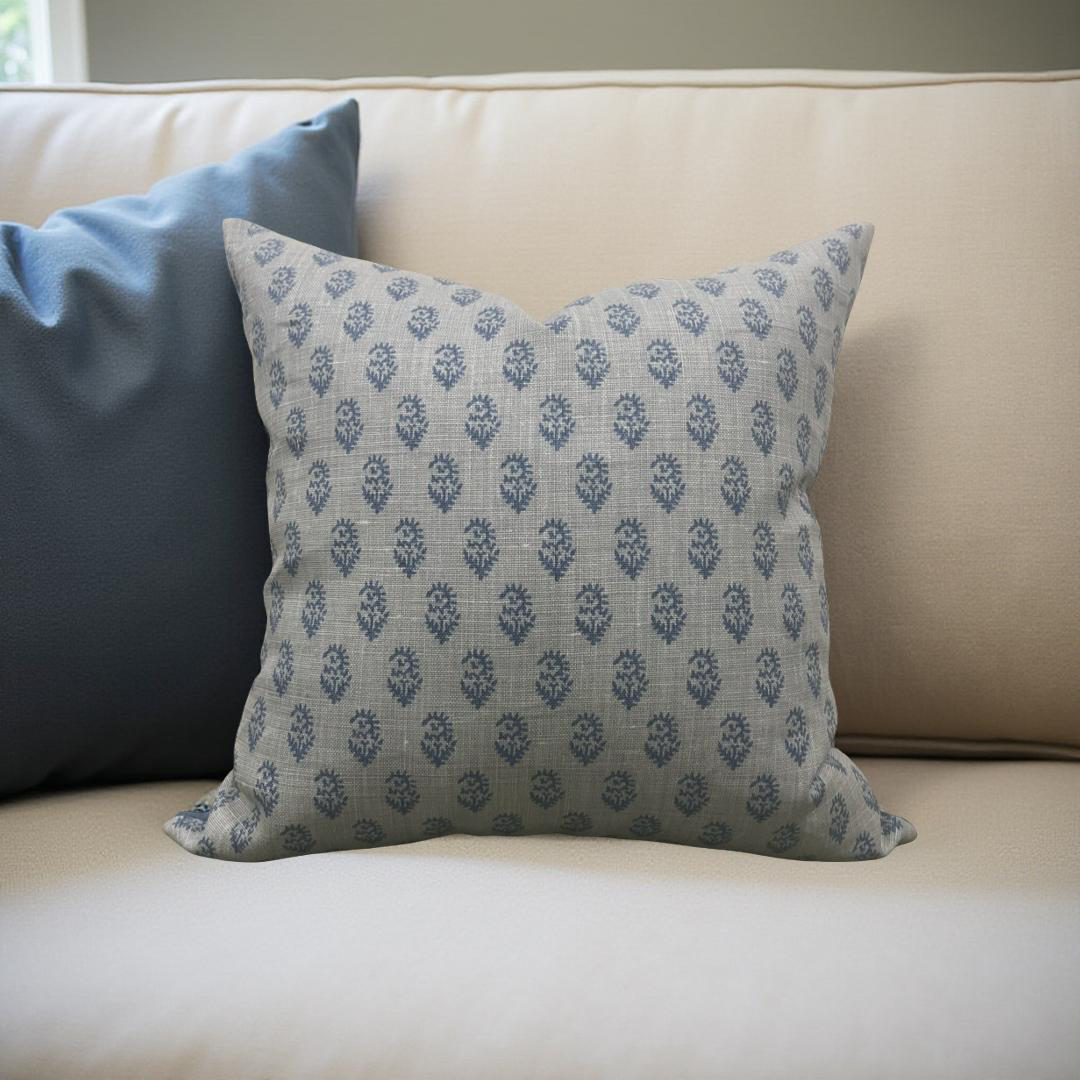 Peter Dunham Rajmata Tonal Mist Indigo 22x22" Knife Edge Decorative Throw Pillow