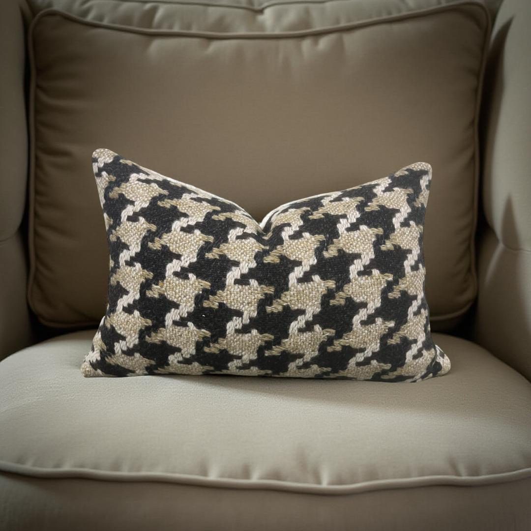 Designer Fabric Brigitte Camel 12x18" Knife Edge Decorative Lumbar Pillow