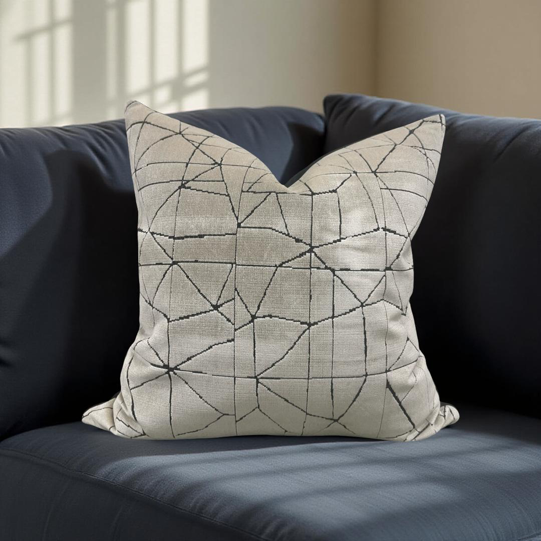 Decorative Pillow Origami Beige 22x22" Knife Edge Cover