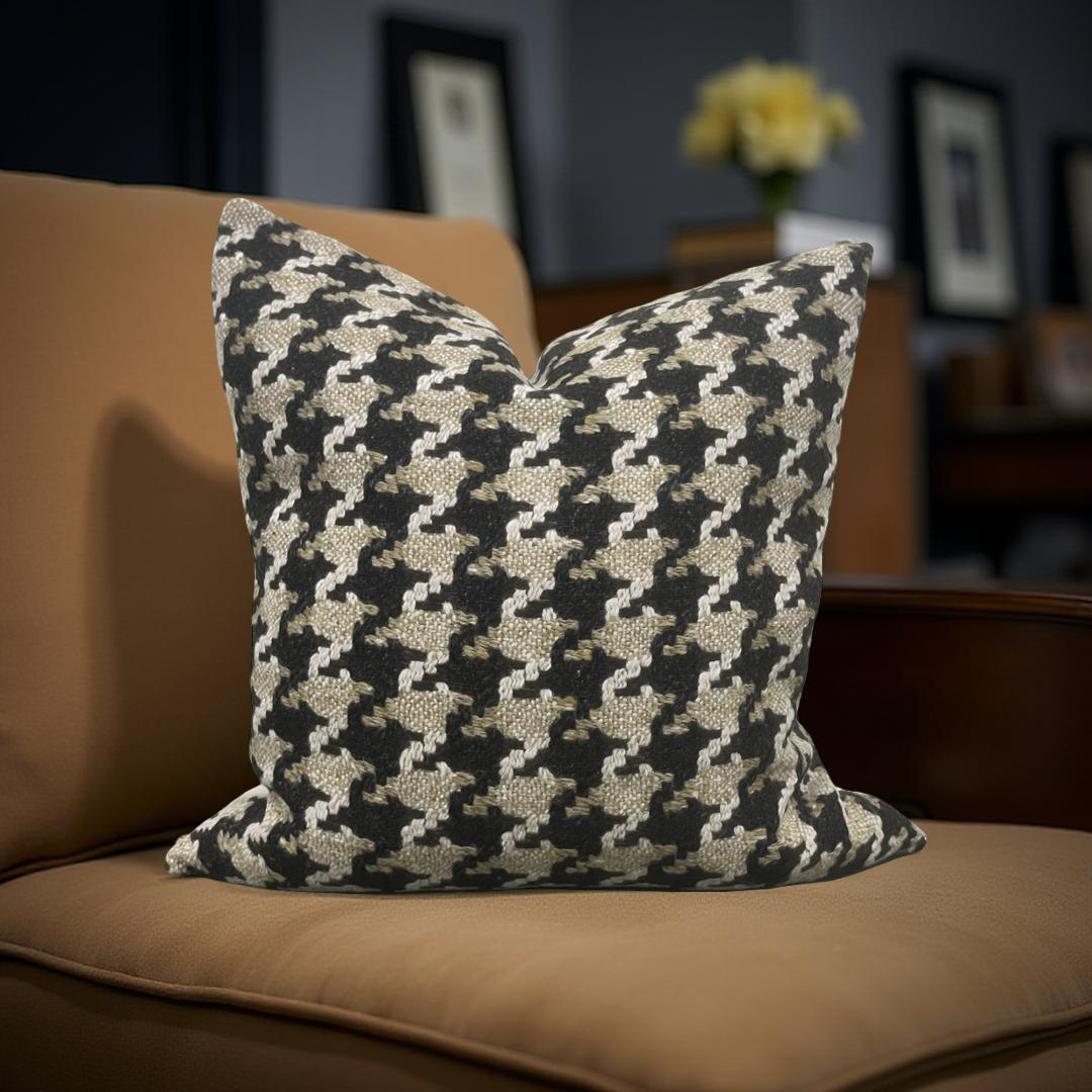 Designer Fabric Brigitte Camel 22x22" Knife Edge Decorative Throw Pillow