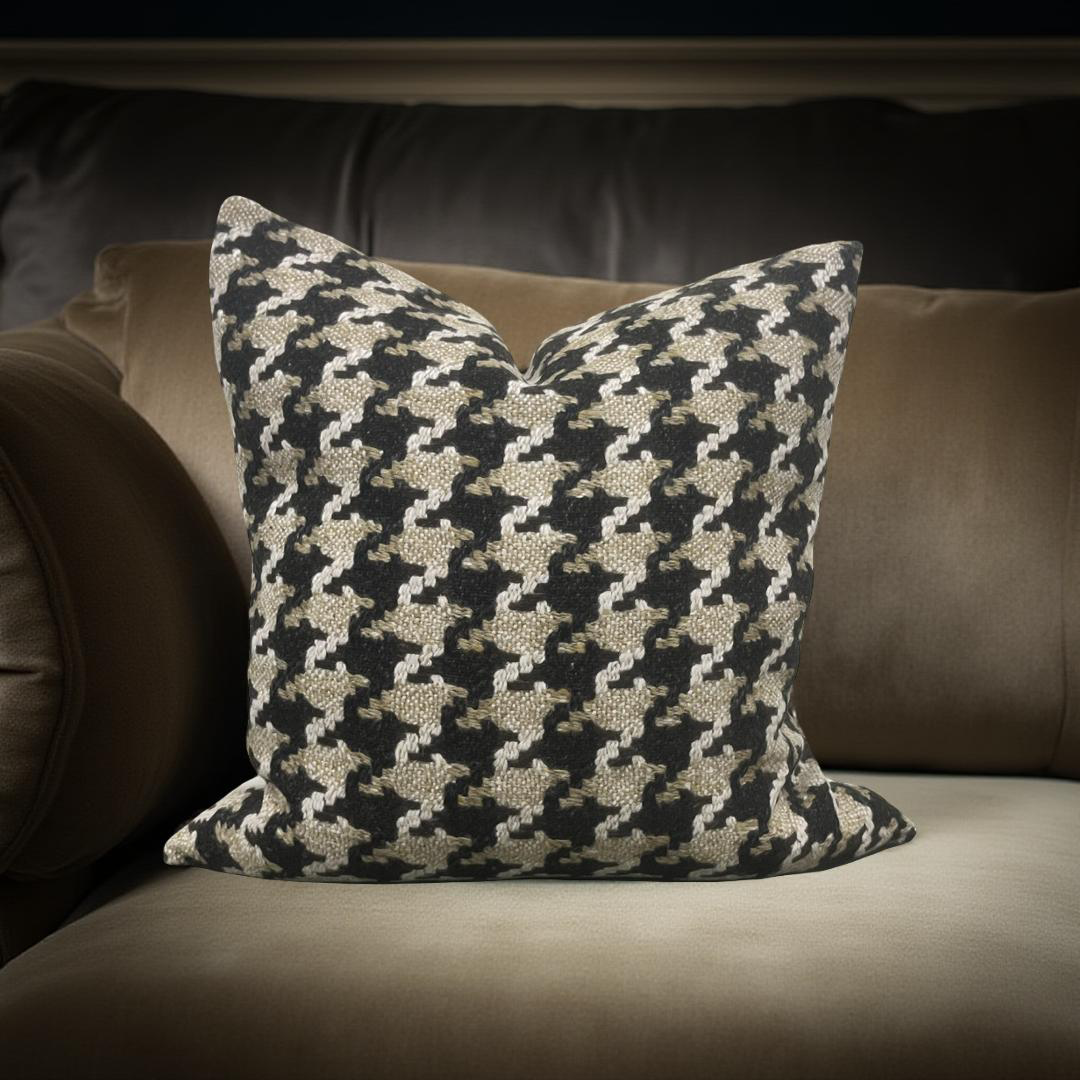 Designer Fabric Brigitte Camel 22x22" Knife Edge Decorative Throw Pillow