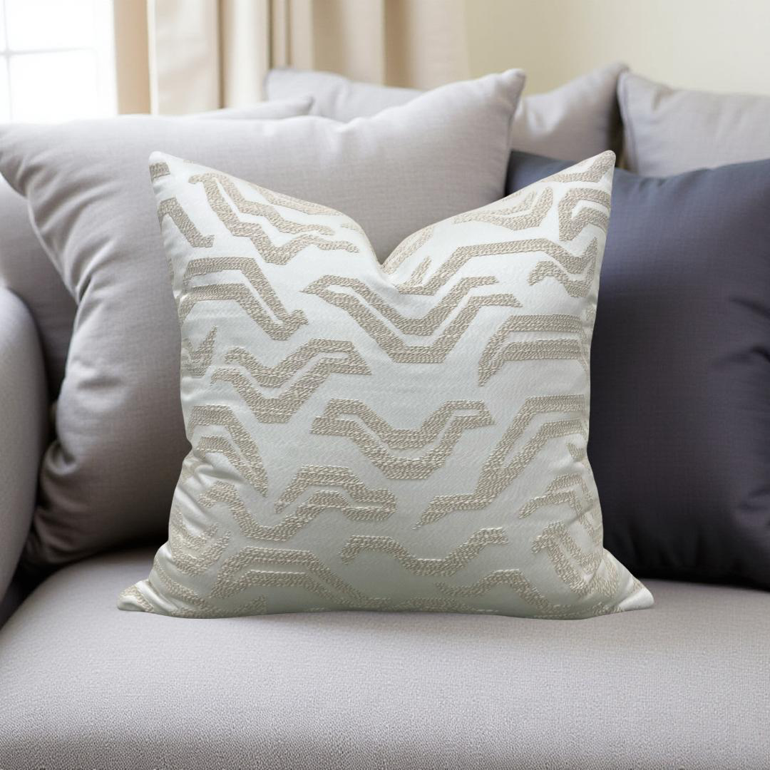 Pierre Frey Tigris Perla 22x22" Knife Edge Decorative Throw Pillow