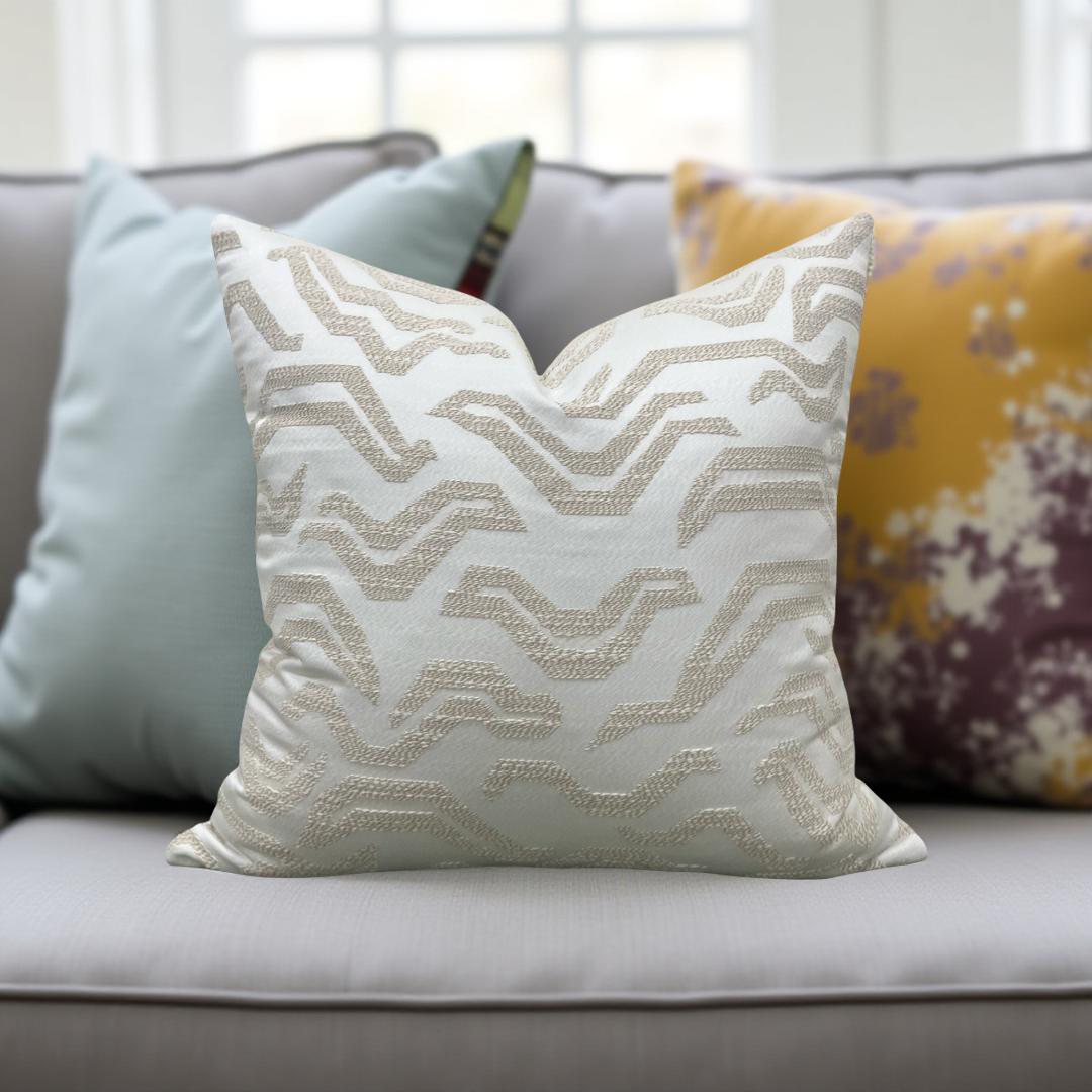 Pierre Frey Tigris Perla 22x22" Knife Edge Decorative Throw Pillow