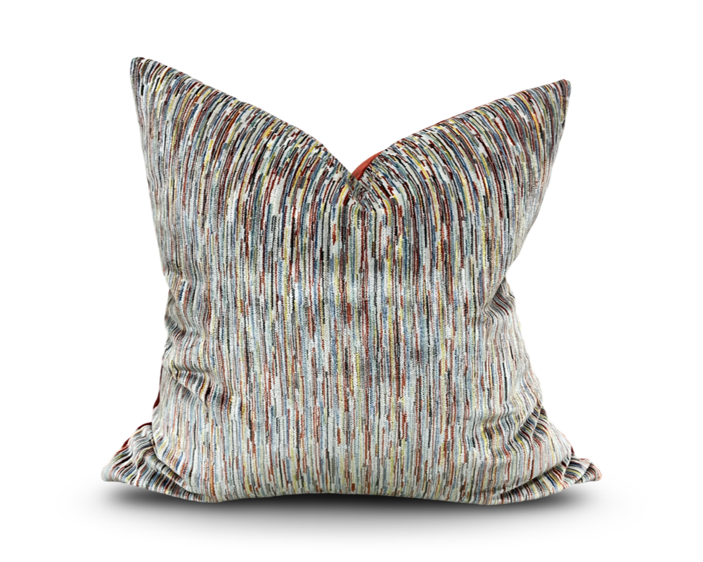 Giverny Palette 22x22" Knife Edge Decorative Pillow with Red Velvet Back