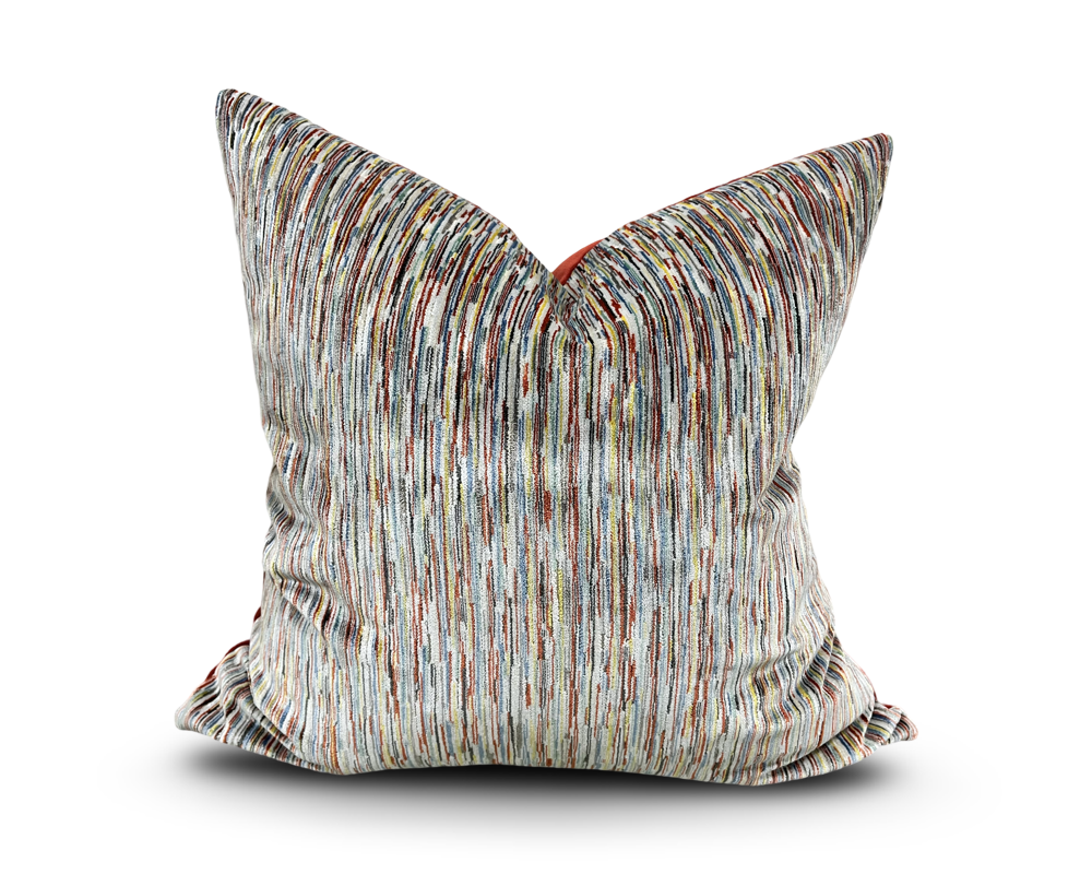 Giverny Palette 22x22" Knife Edge Decorative Pillow with Red Velvet Back