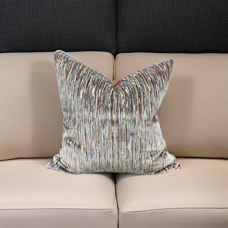 Giverny Palette 22x22" Knife Edge Decorative Pillow with Red Velvet Back