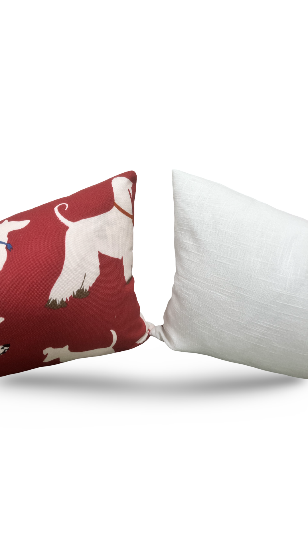 Red and White Dog Patterned Fabric 12x18" Knife Edge Lumbar Pillow