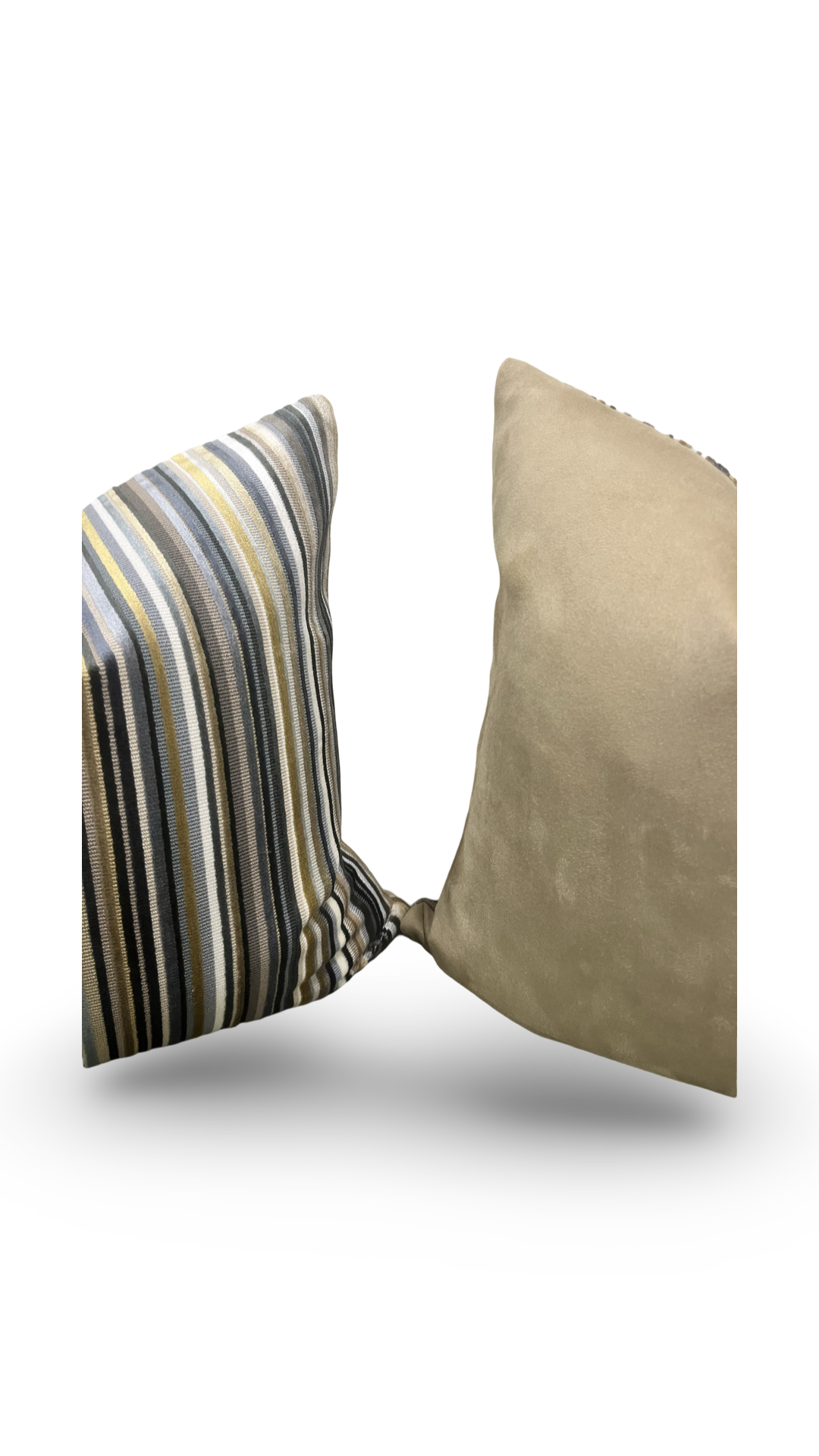 Parada Cumin Velvet Striped 18X18" Knife Edge Decorative Pillow