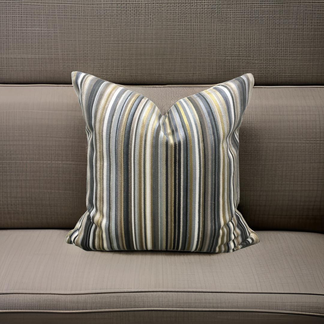 Parada Cumin Velvet Striped 18X18" Knife Edge Decorative Pillow