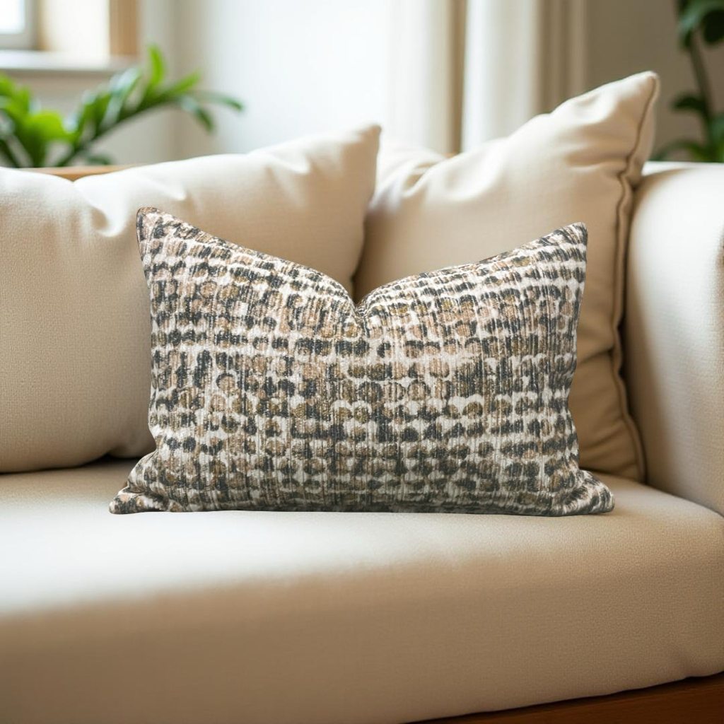 Designer Fabric Ezri Sorbet 12x18" Knife Edge Lumbar Pillow