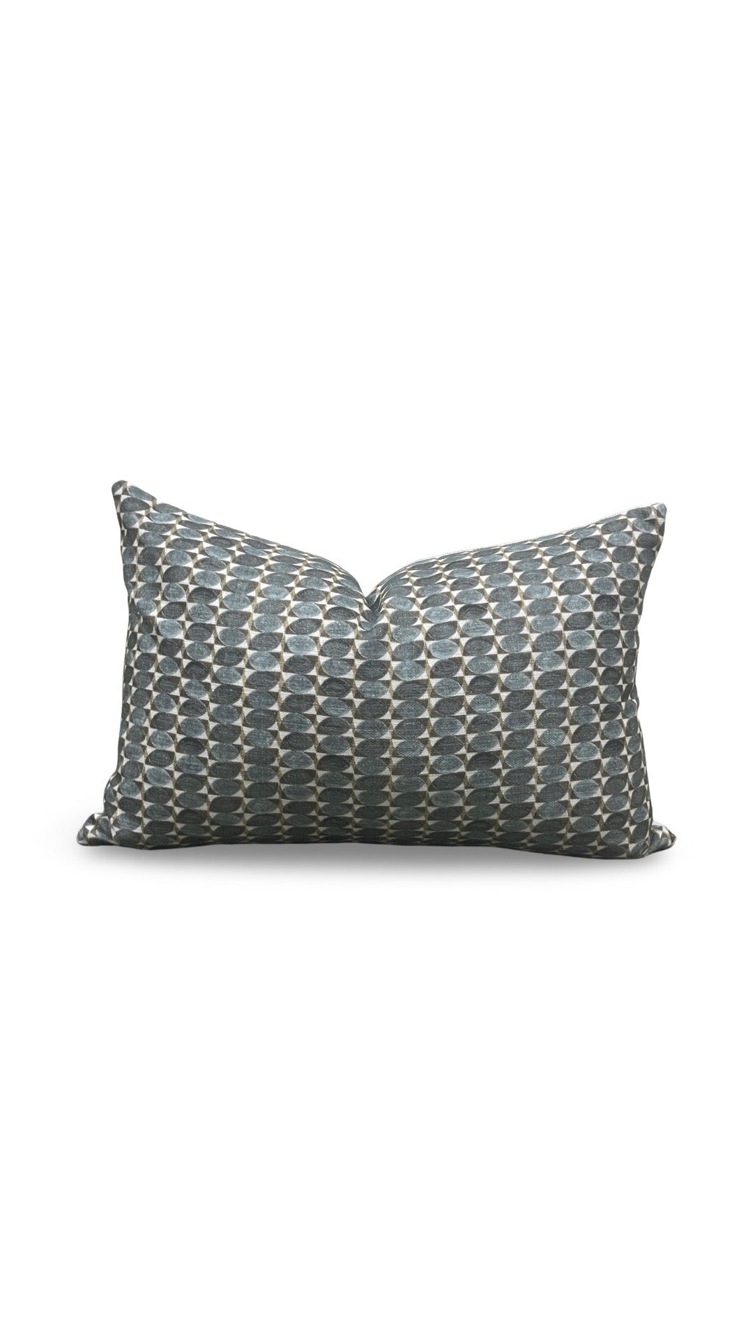 Geometric Patterned Lumbar Pillow Adriatic Green 12x18" Knife Edge Cover