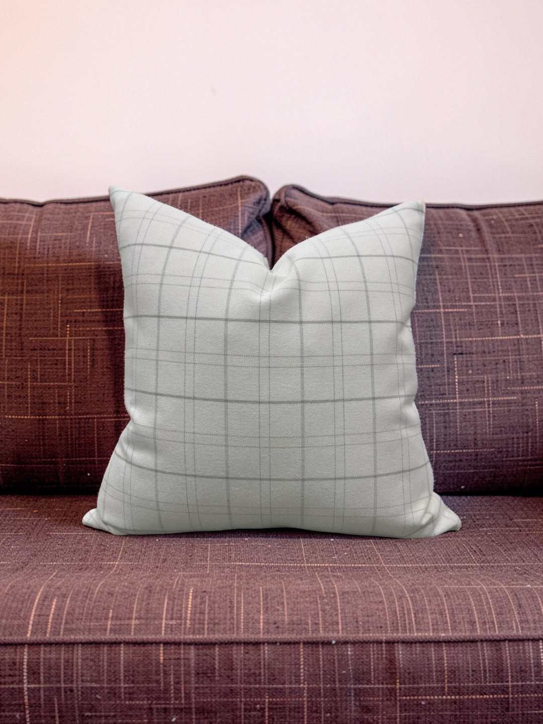 Rowe Plaid Decorative Pillow Cream and Light Grey 22x22" Knife Edge Cover