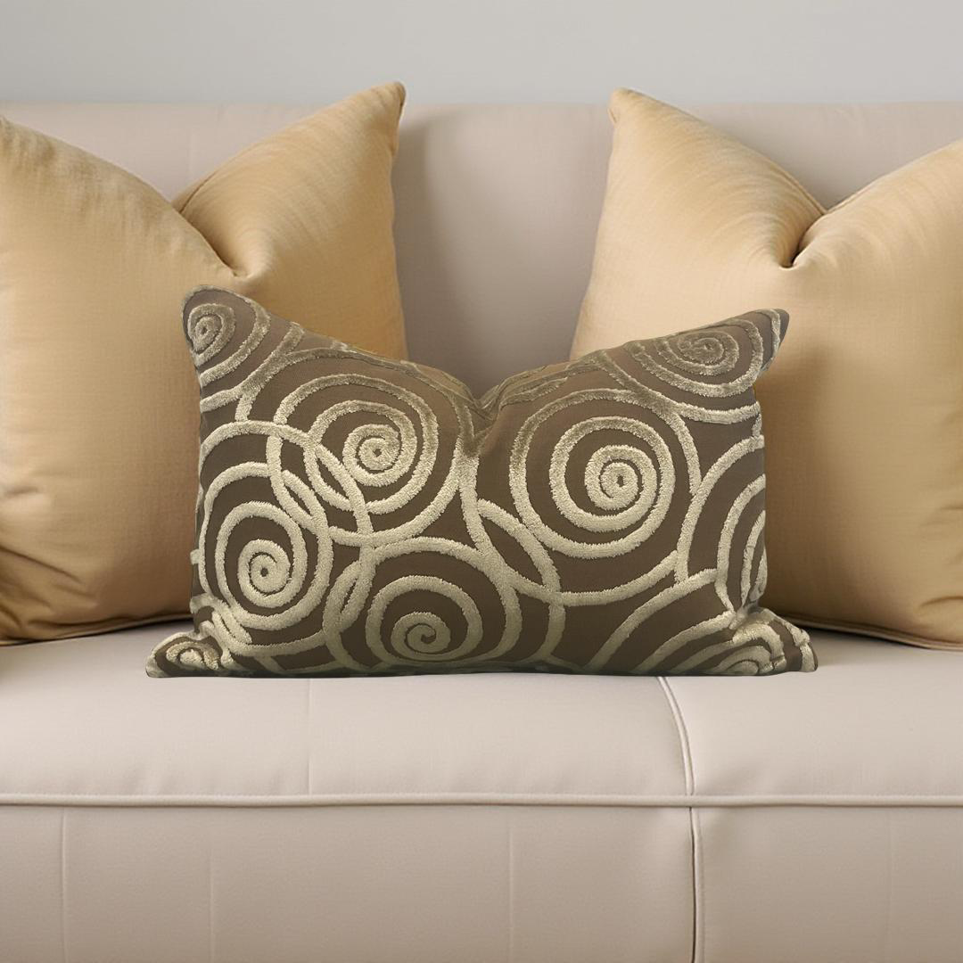 Luxury Pillow Swing Velvet Bronze 12x18" Knife Edge Decorative Lumbar Pillow