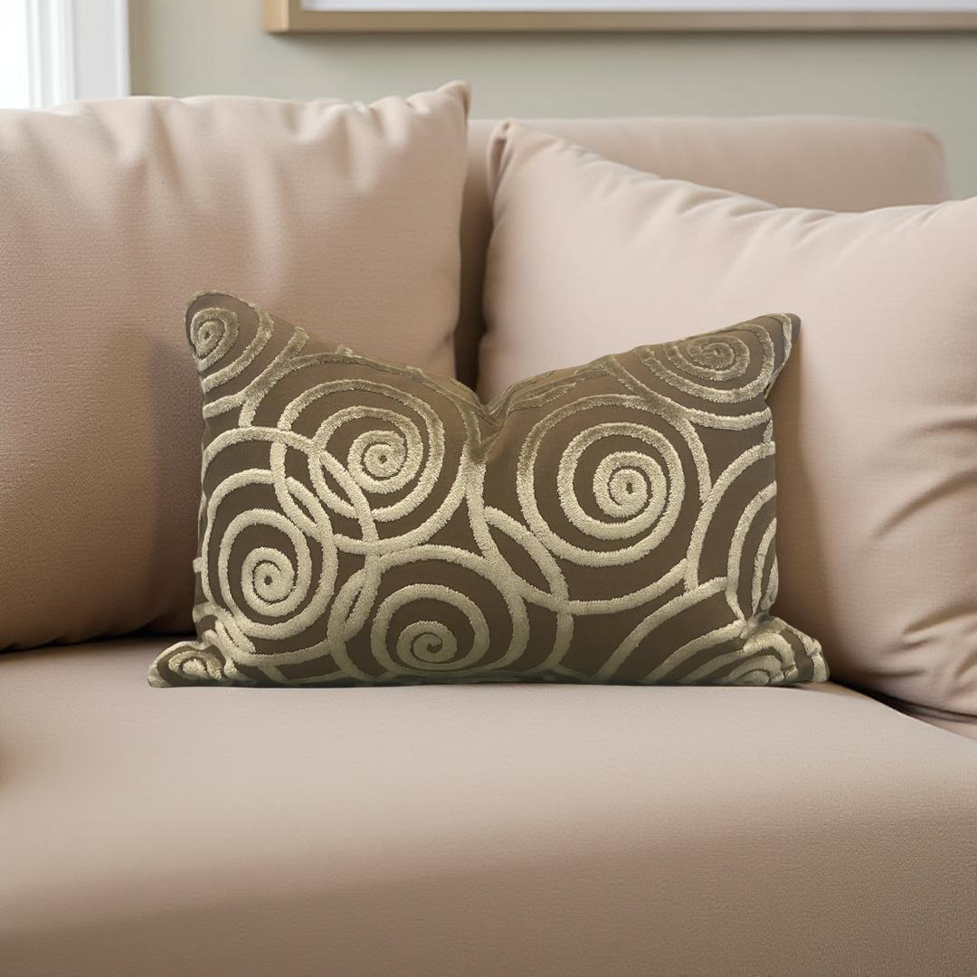 Luxury Pillow Swing Velvet Bronze 12x18" Knife Edge Decorative Lumbar Pillow