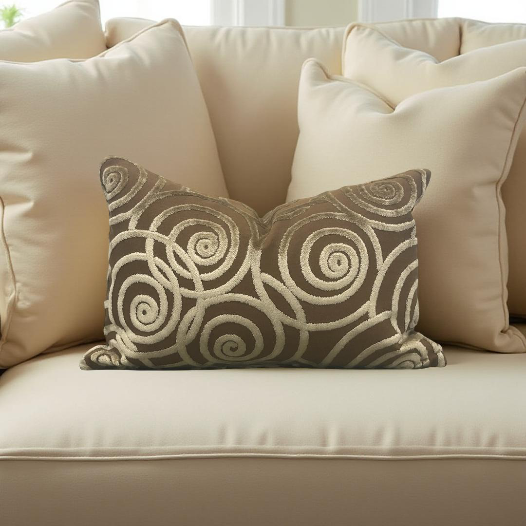 Luxury Pillow Swing Velvet Bronze 12x18" Knife Edge Decorative Lumbar Pillow