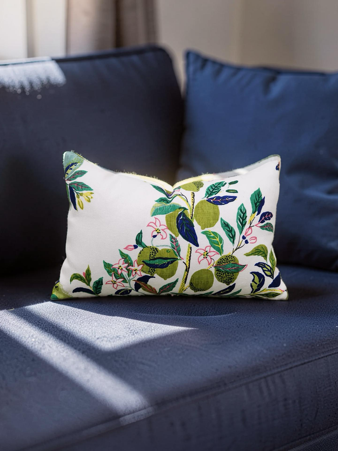 Schumacher Lumbar Pillow Citrus Garden Lime 12x18" Knife Edge Cover