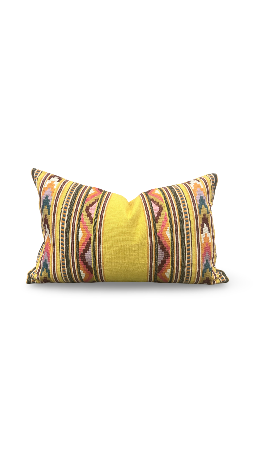Zarzuela Stripe Embroidery Saffron 12X18" Knife Edge Decorative Lumbar Pillow