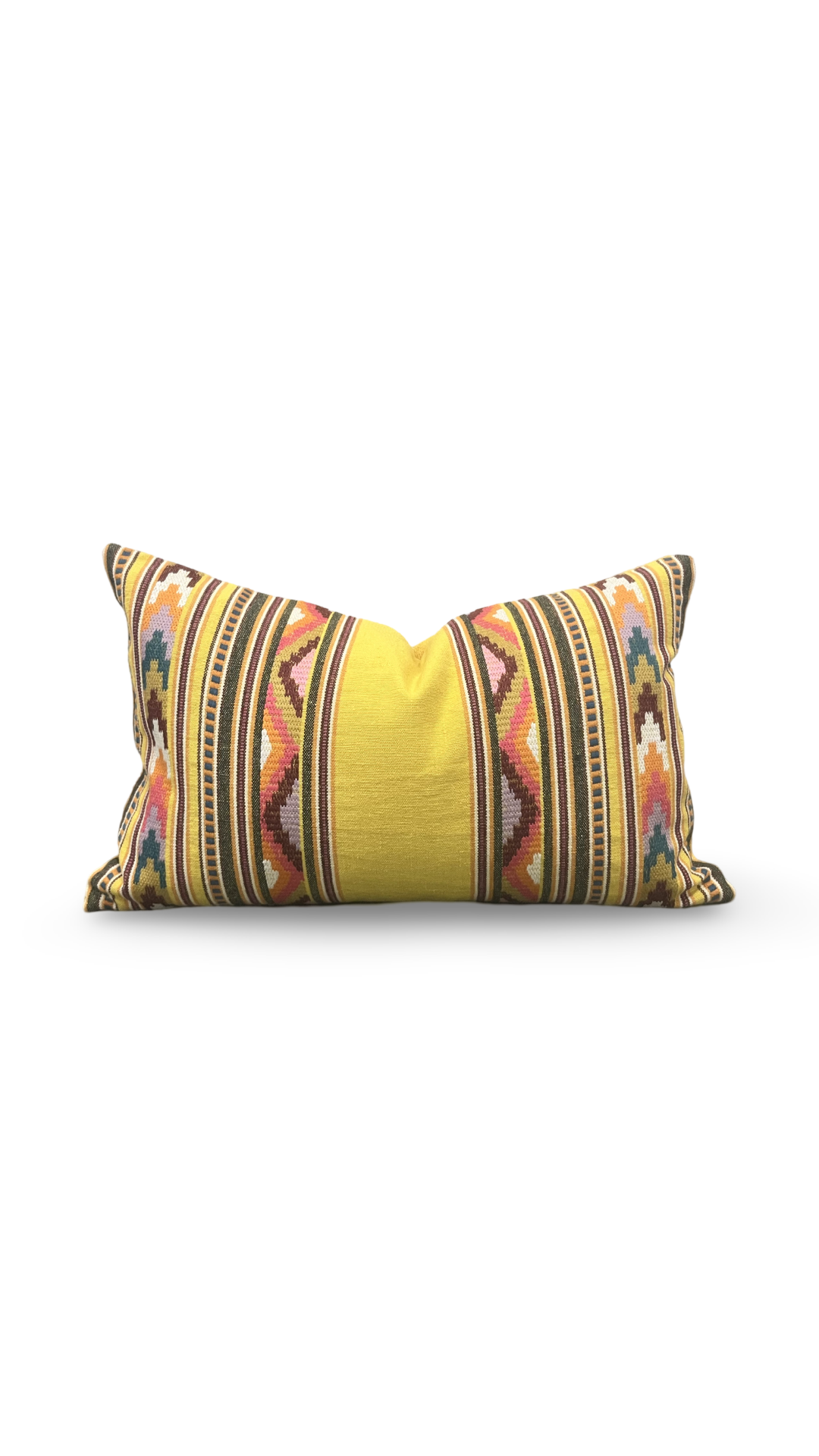 Zarzuela Stripe Embroidery Saffron 12X18" Knife Edge Decorative Lumbar Pillow